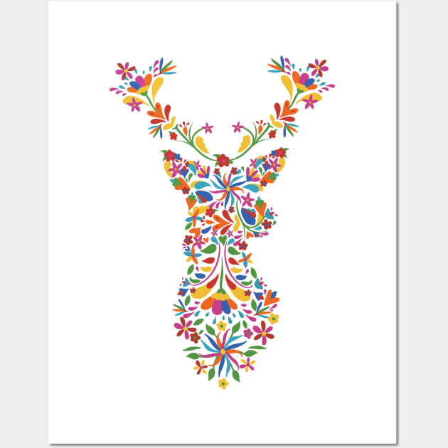 floral animal deer cute cartoon design Wall Art by Midoart